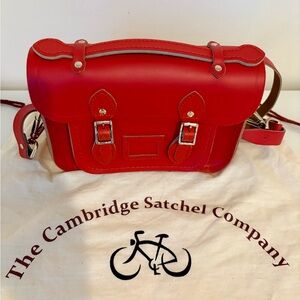 The Cambridge Satchel Company Bright Red Leather Mini Satchel with dust bag